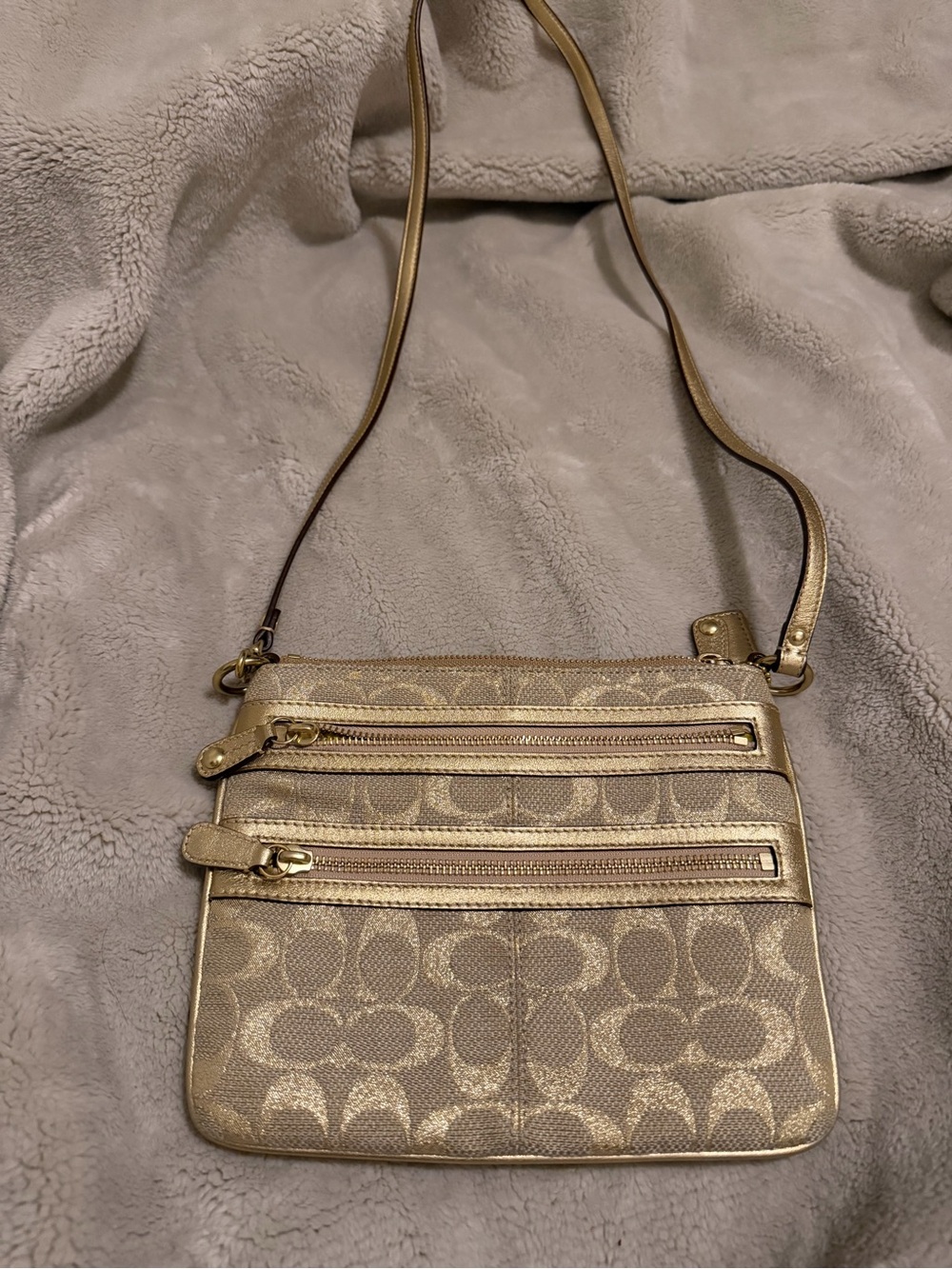 Coach Gold Signature Small Crossbody Bag
